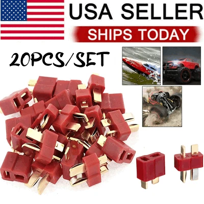 20Pc T Plug Male & Female Connectors Deans Style For RC LiPo Battery Car Plane - Image 1 of 4