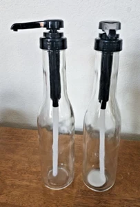 Set of 2 Target Coffee Bar Syrup Pumps Dispensers New Glass Bottles Black NEW - Picture 1 of 3