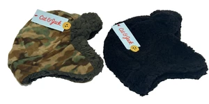 Cat & Jack Kids Winter Hat Fleece Trapper Hat Ear Flap Black & Camo (2 PACK) - Picture 1 of 5