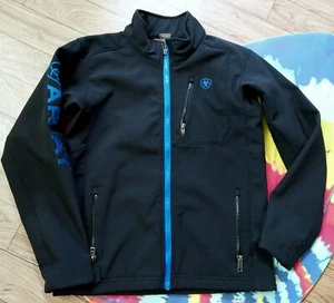 Ariat Tek Jacket Boy 8 Small Black Softshell Windbreaker ZiP pockets Logo youth - Picture 1 of 8