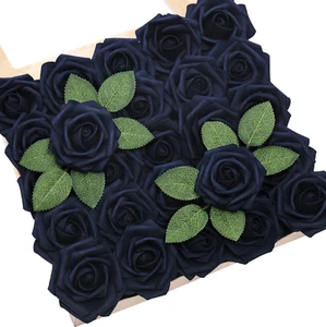Navy Blue Artificial Roses 25Pcs for Weddings, Parties, and Home Decor - Picture 1 of 12