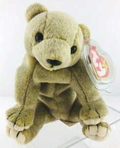 Ty Beanie Babies - ALMOND The Bear - Mint W/ Tags Plexiglass In Display Box 1999 - Picture 1 of 6