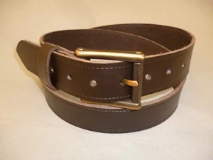 Brown Bronze Buckled Belt Hand Made Real Leather Made in England 38mm xl xxl T1a - Picture 1 of 3