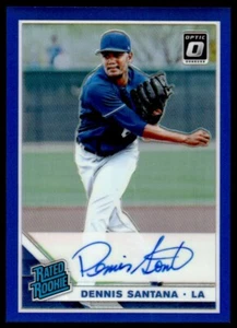 2019 Donruss Optic Rated Rookies Signatures Blue Dennis Santana Auto 73/75 Los - Picture 1 of 2