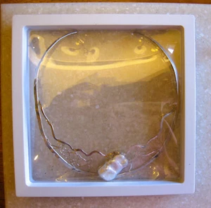 Sterling Collar Necklace w/ Large Biwa Pearl / Original Box / Marked JS 925 - Picture 1 of 9