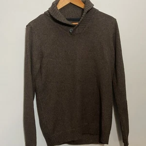 Boys Sweater Silver Lake Size Large Brown Long Sleeve Solid Collar Button Neck - Picture 1 of 5