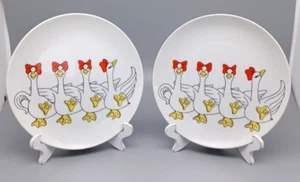 Vtg Fitz & Floyd Variation Dancing Ducks Dessert Plates Set Of 2 - Picture 1 of 8