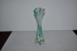 Antique Multi Color Swirled Glass Swung Vase Hand Blown 12" - Picture 1 of 5