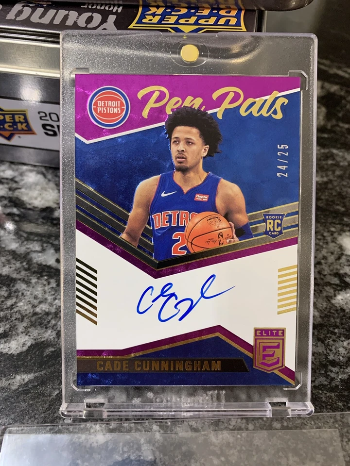 21-22 Elite Cade Cunningham Pen Pals Rookie Auto RC PURPLE PARALLEL RARE SP /25 - Image 1 of 1