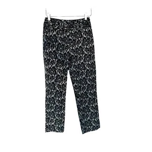 Dolce & Gabbana Gray Black White Floral Lace Print Straight Leg Trousers Size 42 - Picture 1 of 12