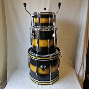 Ludwig Club Date USA 18-14-10" Maple/Poplar 7-ply Shells - Black/Gold Duco - Picture 1 of 21