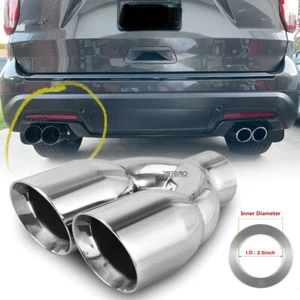 For Ford Explorer ST Diesel Dual Exhaust Tips 2.5" Inlet 3.5" Outlet 9.5" Long - Foto 1 di 12