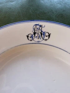 6 Antike Speiseteller mit Monogramm Tafel Porzellan Um 1900 - Bild 1 von 7