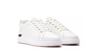 MALLET GRFTR LADIES LOW-TOP SNEAKERS WHITE/PINK UK8 EU41 RRP £185 BNIB - Picture 1 of 3