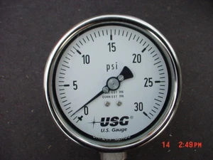 USG Ametek 30 PSI 4" MANOMETRO ACCIAIO INOX 1/4" Stelo - Foto 1 di 3