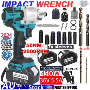 🔥750NM 1/2" Cordless Impact Wrench Driver Brushless Makita 36Vf Battery BL1860 - Picture 1 of 14