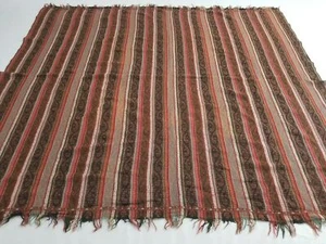 Antico scialle tradizionale in lana intrecciata a righe 140x123 cm - Foto 1 di 12