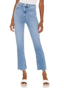 Paige Cindy Women's Mid Rise Destroyed Raw Hem Straight Denim Jeans Sz 28 (3D) - Picture 1 of 17