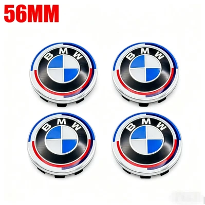 SET OF 4 For BMW 50th Anniversary Center Caps Blue White 56mm Wheels Logo 2.2IN - Image 1 of 4
