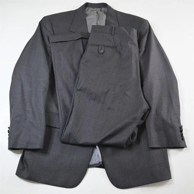 Terno calça jaqueta masculina lã janela cinza feito sob medida nos EUA 42R 36x32 - Imagem 1 de 4