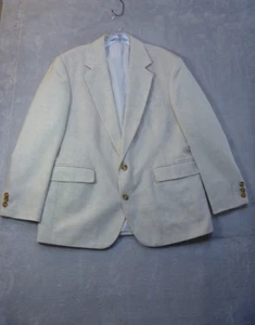 Haggar Mens Linen Blazer Jacket Size 42S Ivory 2 Button Gentleman's fit Classic - Picture 1 of 11