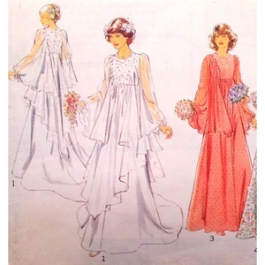 Style 2114 70s Sewing Pattern Wedding Dress w Cape Sleeves & Train Bust 32.5" - Picture 1 of 8