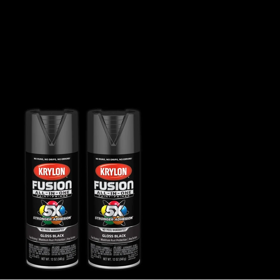 Krylon K02702007 Krylon Fusion All-In-One Black Gloss 12 oz Spray Paint (2 Pack) - Image 1 of 1