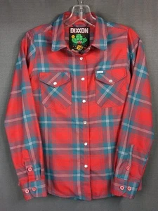 Dixxon Damen klein rot kariert Perlen Druckknopf Flanell Jingle My Bells Weihnachten Hemd - Bild 1 von 10