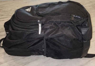 Mochila Adidas 20" preta branca com alças de mola para viagem e trabalho - Imagem 1 de 4