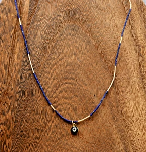 Lapis Lazuli & 14K Gold-Filled Evil Eye Necklace, Adjustable 15–17" MSRP $90.00 - Picture 1 of 2