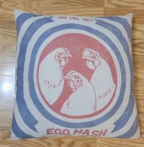 Kissen Hühnerei Maische Bauernhof Bauernhaus Futter Sack Country Primitive 19x19 Zoll - Bild 1 von 8