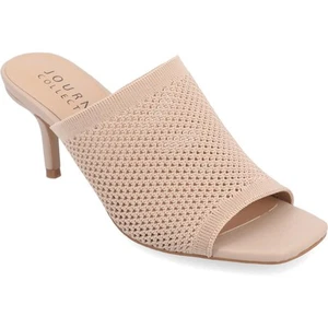 Journee Collection Womens Leighton Taupe Mules Shoes 8 Medium (B,M) BHFO 2838 - Picture 1 of 3