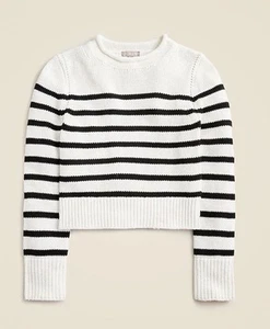 J.Crew Heritage Ivory Striped Cotton roll neck Sweater XL - Picture 1 of 8