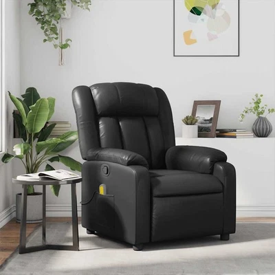 vidaXL Massage Recliner Chair Black Faux Leather - image 1 of 4