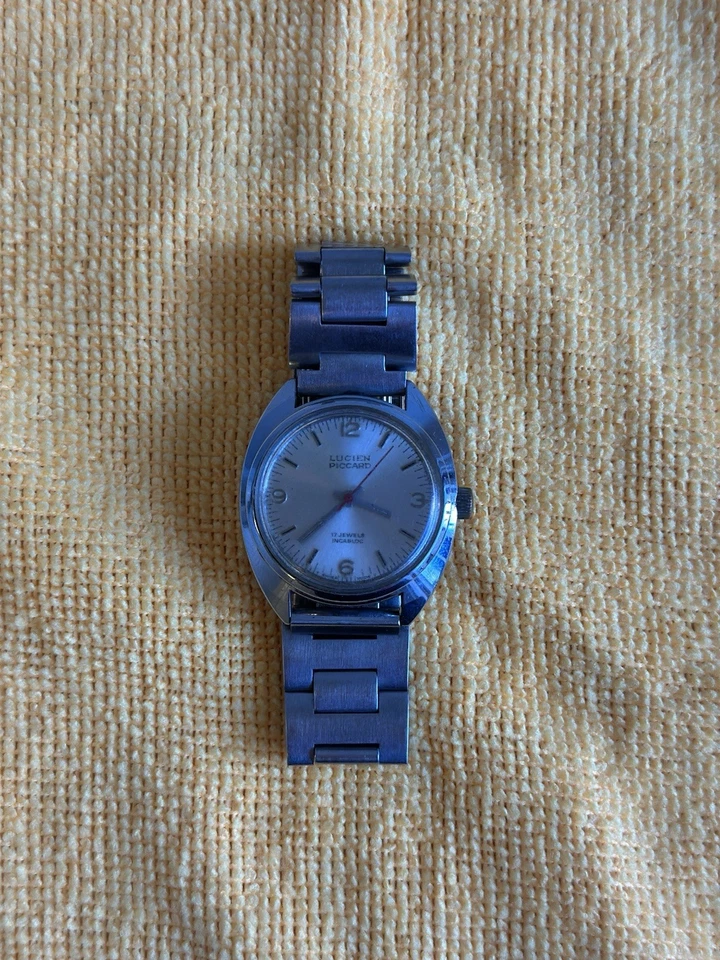 Vintage Lucien Piccard Stainless Steel Back Base Metal Bezel 17 Jewels Incabloc - Image 1 of 4