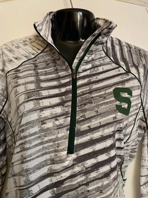 Blusa feminina Michigan State Spartans Under Armour Heat Gear 1/4 com zíper M cinza ajustada - Imagem 1 de 4