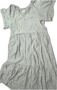 Wonderly Gauze Tiered Dress Womens Medium Light Green Short Sleeve Boho Peasant - Picture 1 of 5