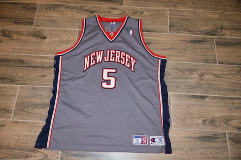 Jason Kidd New Jersey Nets NBA Basketball Jersey Champion Sewn 56 Authentic Gray Cover