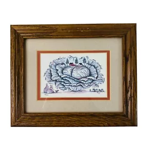 MB Frey Pen Ink Watercolor Print Folk Art Cabbage Farm # 21/2500 Framed Matted - Picture 1 of 9