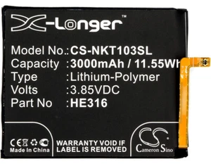 Batterie 3000mAh type HE316 HE335 Pour Nokia 6, TA-1025 TA-1039 TA-1021 TA-1033 - Photo 1 sur 6