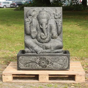 Ganesha Brunnen Stein Relief Wasserwand Gartenbrunne 2 Teilig ohne Pumpe 92 cm - Bild 1 von 5