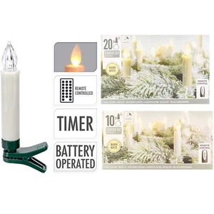 LED Weihnachtsbaum Kerzen Kabellos 10 / 20 mit Fernbedienung weiß Timer Batterie - Bild 1 von 11