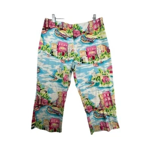 Vintage Carolina Blues Women Capri Pants Sz 14 Artsy  Art2Wear Resort Cruise - Picture 1 of 11