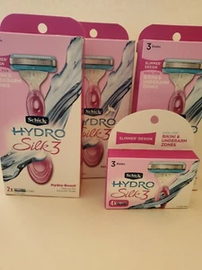 3) Schick Hydro Silk 3 Rasierer & 1 Hydro Silk 3 Nachfüllpatronen insgesamt 10 - Bild 1 von 8