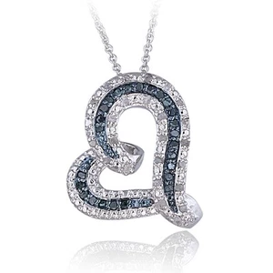 Collar corazón flotante diamante azul o blanco y negro TDW de 0,50 quilates - Imagen 1 de 5