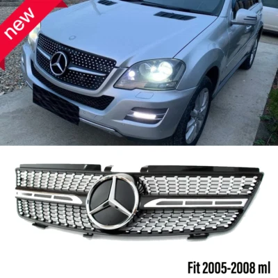 Chrome Front Grille w/3D Star For Mercedes Benz W164 2005-08 ML320 ML350 ML500 - Image 1 of 4