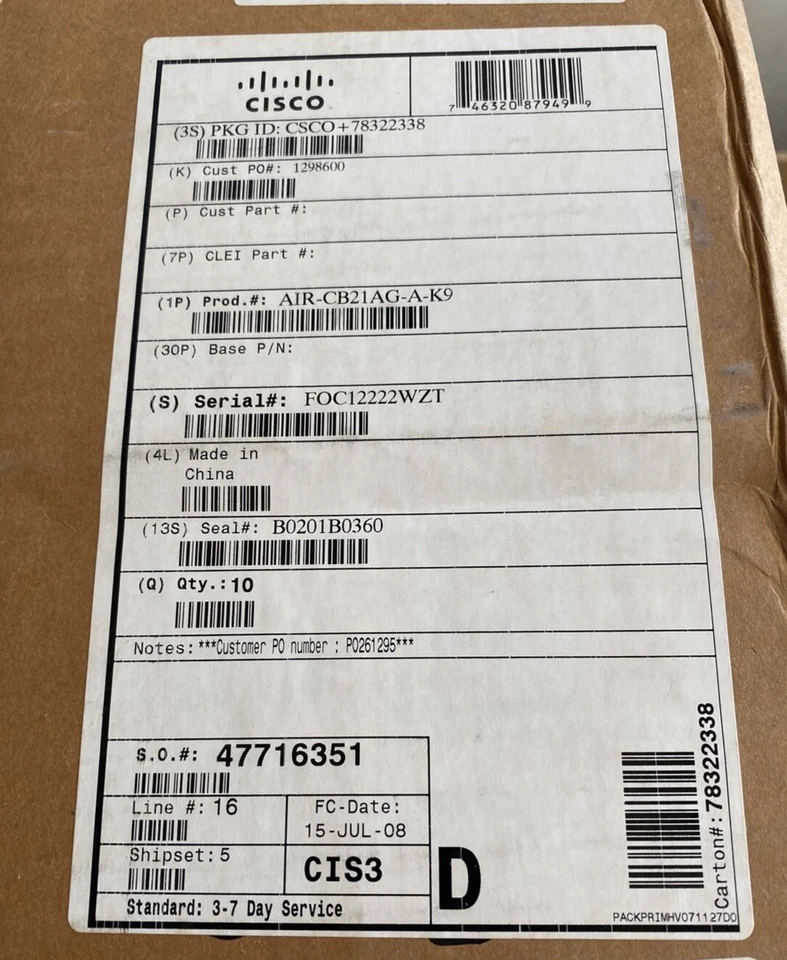 NEW Cisco Systems (AIR-CB21AG-A-K9) 802.11a/b/g Wireless Adapter Laptop Cards - Image 1 of 1