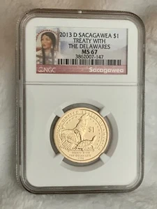 2013-D Sacagawea $1 Treaty With The Delawares NGC MS67 INV#6874 - Picture 1 of 2