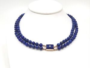Stunning Persian Blue Beaded Necklace With 14ct Yellow 583 Gold Clasp 41.27g