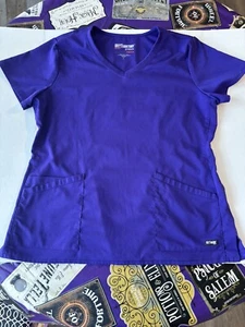 *Jockey Women Modern V-Neck Scrub Top 2349 Sz. L Eggplant/Purple. Medical/Vet - Picture 1 of 7
